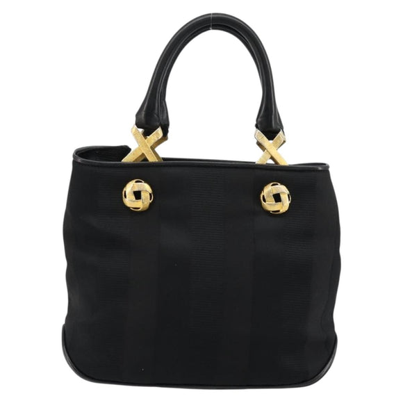 Salvatore Ferragamo Hand Bag Nylon Black Gold Auth BA12422