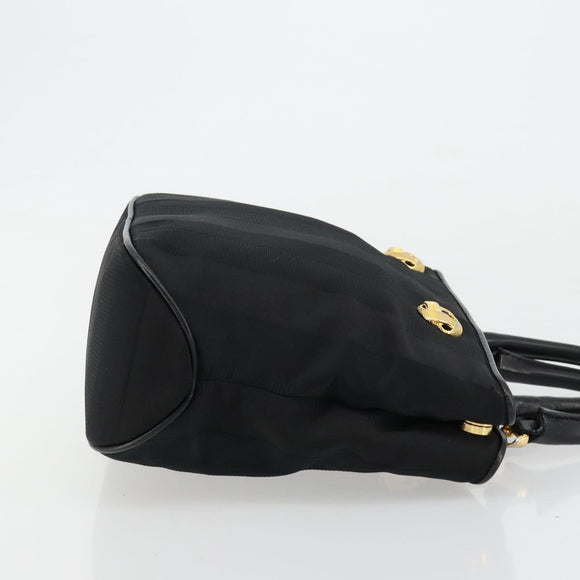 Salvatore Ferragamo Hand Bag Nylon Black Gold Auth BA12422