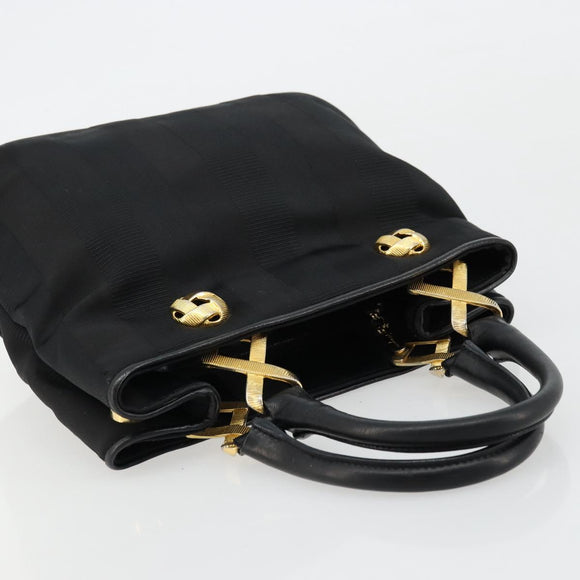 Salvatore Ferragamo Hand Bag Nylon Black Gold Auth BA12422