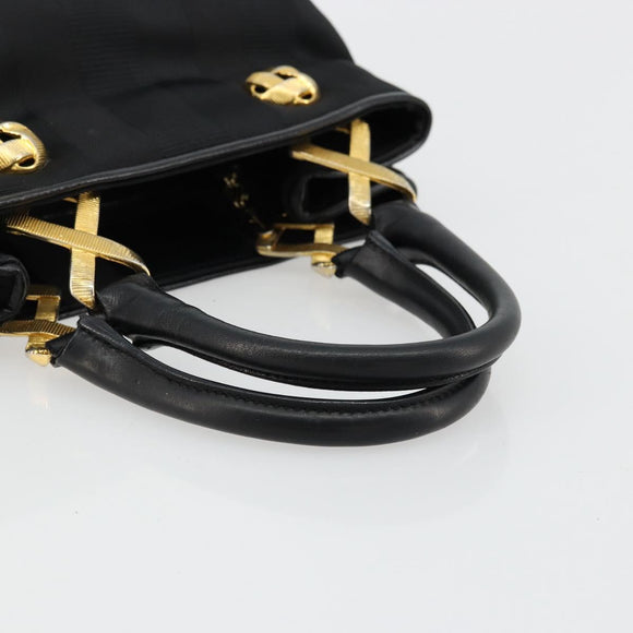 Salvatore Ferragamo Hand Bag Nylon Black Gold Auth BA12422