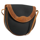 Christian Dior Shoulder Bag Coated Canvas Black Gold Auth BA12423-1