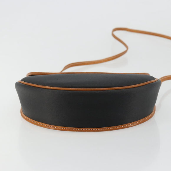Christian Dior Shoulder Bag Coated Canvas Black Gold Auth BA12423