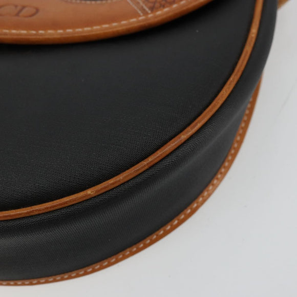 Christian Dior Shoulder Bag Coated Canvas Black Gold Auth BA12423