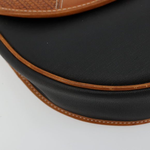 Christian Dior Shoulder Bag Coated Canvas Black Gold Auth BA12423