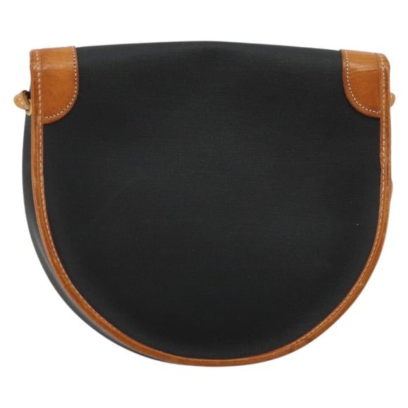 Christian Dior Shoulder Bag Coated Canvas Black Gold Auth BA12423