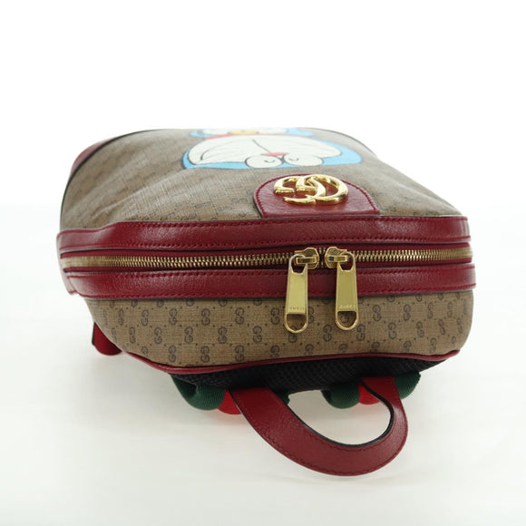 GUCCI Micro GG Supreme Doraemon Backpack PVC Beige Gold 647816 Auth BA12426M