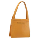 CHANEL Tote Bag Leather Orange Gold CC Auth BA12427A-1