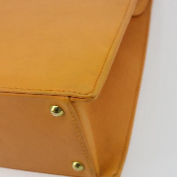CHANEL Tote Bag Leather Orange Gold CC Auth BA12427A