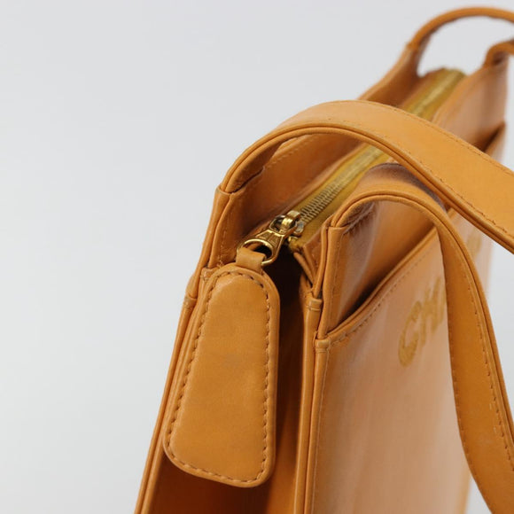CHANEL Tote Bag Leather Orange Gold CC Auth BA12427A