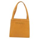 CHANEL Tote Bag Leather Orange Gold CC Auth BA12427A-13