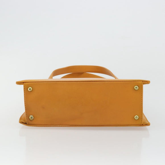 CHANEL Tote Bag Leather Orange Gold CC Auth BA12427A