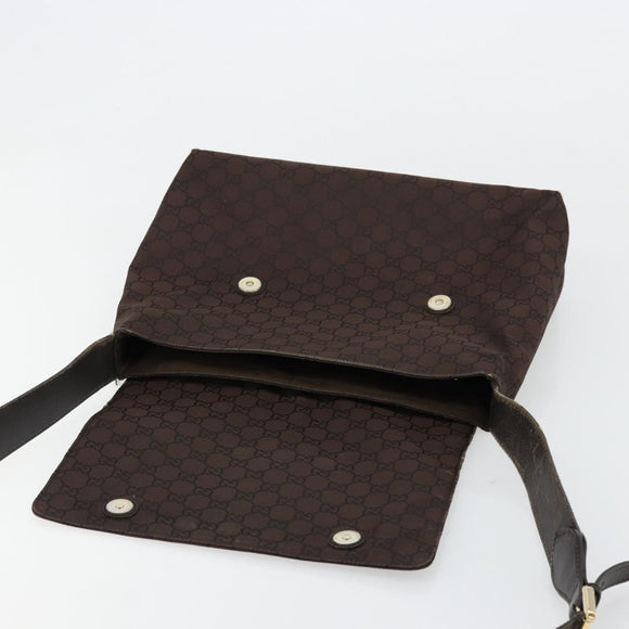 GUCCI GG Canvas Shoulder Bag Nylon Outlet Brown Gold 272351 Auth BA12428