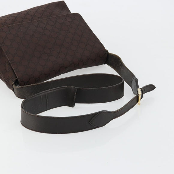 GUCCI GG Canvas Shoulder Bag Nylon Outlet Brown Gold 272351 Auth BA12428