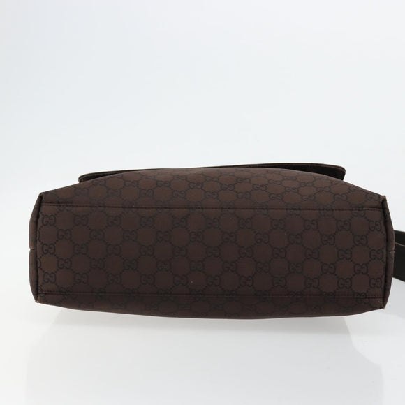 GUCCI GG Canvas Shoulder Bag Nylon Outlet Brown Gold 272351 Auth BA12428