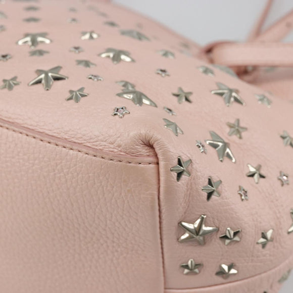 Jimmy Choo Tote Bag Leder Pink Silber Auth BA12429A