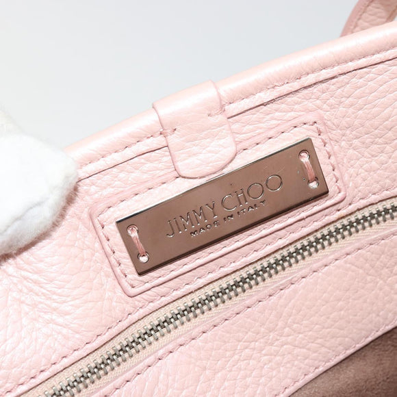 Jimmy Choo Tote Bag Leder Pink Silber Auth BA12429A