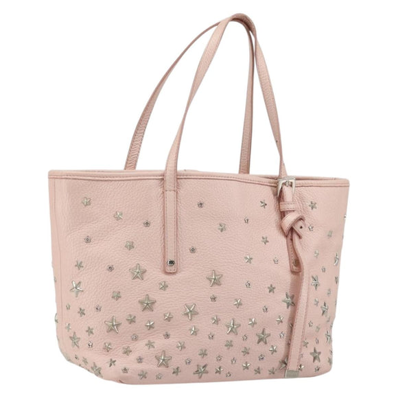 Jimmy Choo Tote Bag Leder Pink Silber Auth BA12429A
