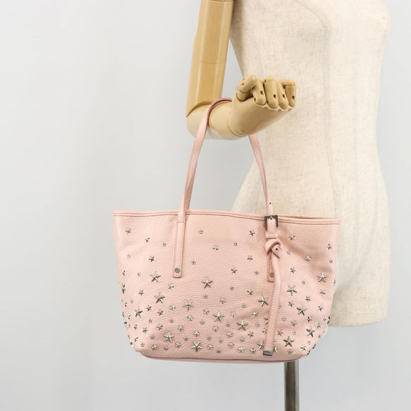 Jimmy Choo Tote Bag Leder Pink Silber Auth BA12429A