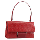 Salvatore Ferragamo Gancini Hand Bag Leather Red Silver Auth BA12430-1