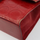 Salvatore Ferragamo Gancini Hand Bag Leather Red Silver Auth BA12430-10