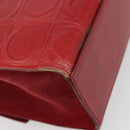 Salvatore Ferragamo Gancini Hand Bag Leather Red Silver Auth BA12430-13