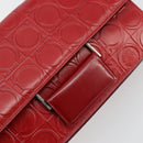 Salvatore Ferragamo Gancini Hand Bag Leather Red Silver Auth BA12430-15