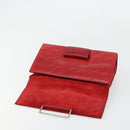 Salvatore Ferragamo Gancini Hand Bag Leather Red Silver Auth BA12430-16