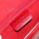 Salvatore Ferragamo Gancini Hand Bag Leather Red Silver Auth BA12430-17