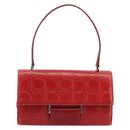 Salvatore Ferragamo Gancini Hand Bag Leather Red Silver Auth BA12430-2