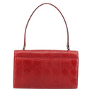 Salvatore Ferragamo Gancini Hand Bag Leather Red Silver Auth BA12430-3