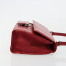 Salvatore Ferragamo Gancini Hand Bag Leather Red Silver Auth BA12430-4