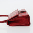 Salvatore Ferragamo Gancini Hand Bag Leather Red Silver Auth BA12430-5