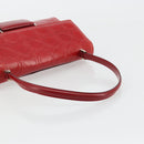 Salvatore Ferragamo Gancini Hand Bag Leather Red Silver Auth BA12430-7