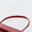 Salvatore Ferragamo Gancini Hand Bag Leather Red Silver Auth BA12430-8