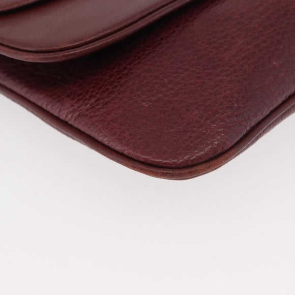 CARTIER Must Line Shoulder Bag Leather Bordeaux Gold Auth BA12432