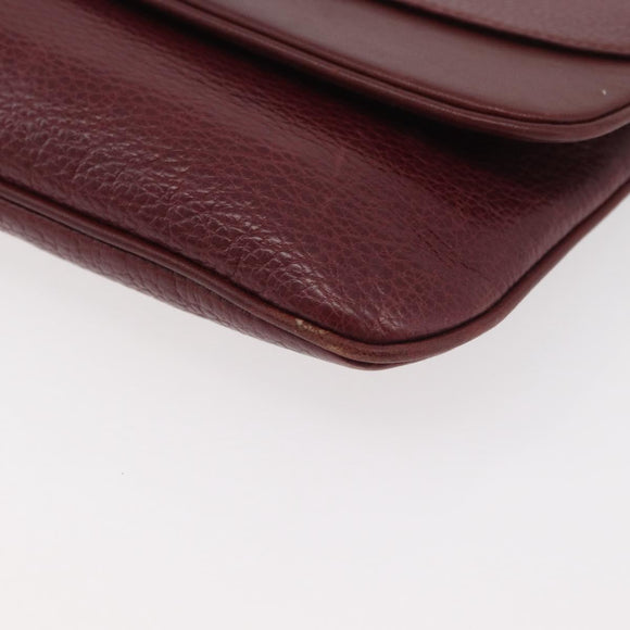 CARTIER Must Line Shoulder Bag Leather Bordeaux Gold Auth BA12432