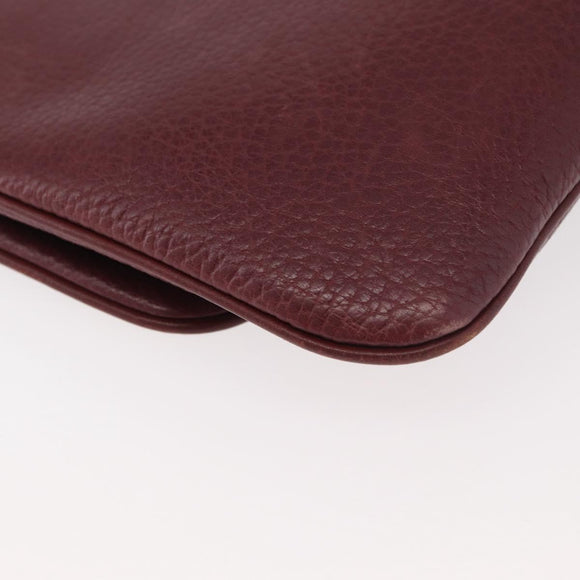 CARTIER Must Line Shoulder Bag Leather Bordeaux Gold Auth BA12432