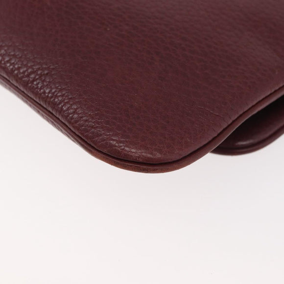 CARTIER Must Line Shoulder Bag Leather Bordeaux Gold Auth BA12432