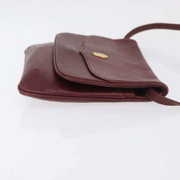 CARTIER Must Line Shoulder Bag Leather Bordeaux Gold Auth BA12432