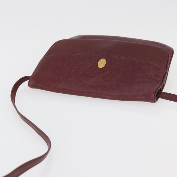 CARTIER Must Line Shoulder Bag Leather Bordeaux Gold Auth BA12432