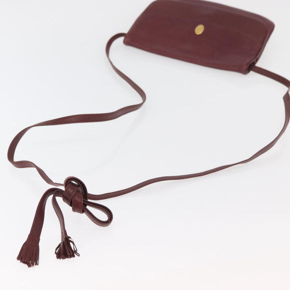 CARTIER Must Line Shoulder Bag Leather Bordeaux Gold Auth BA12432