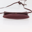 CARTIER Must Line Shoulder Bag Leather Bordeaux Gold Auth BA12432-9