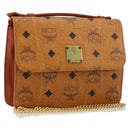 MCM Vicetos Logogram Hand Bag PVC Leather 2way Brown Gold Auth BA12433A-1