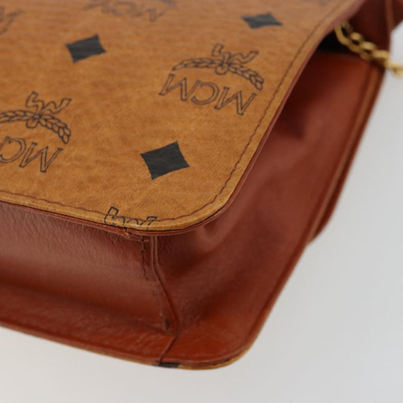 MCM Vicetos Logogram Hand Bag PVC Leather 2way Brown Gold Auth BA12433A