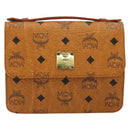 MCM Vicetos Logogram Hand Bag PVC Leather 2way Brown Gold Auth BA12433A-13