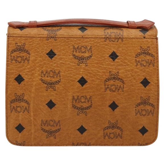 MCM Vicetos Logogram Hand Bag PVC Leather 2way Brown Gold Auth BA12433A