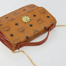 MCM Vicetos Logogram Hand Bag PVC Leather 2way Brown Gold Auth BA12433A-6