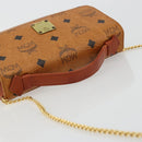 MCM Vicetos Logogram Hand Bag PVC Leather 2way Brown Gold Auth BA12433A-7