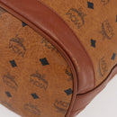 MCM Vicetos Logogram Drawstring Bag Bag PVC Leather Brown Gold Auth BA12441A-11