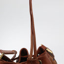 MCM Vicetos Logogram Drawstring Bag Bag PVC Leather Brown Gold Auth BA12441A-15